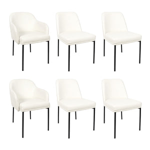 English Elm Armchair Set of 2 Vegan Leather Mid-century Accent Chairs with Tapered Metal Legs Ivory B365P504282