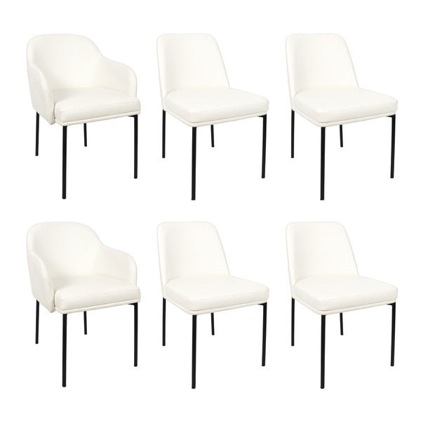 English Elm Armchair Set of 2 Vegan Leather Mid-century Accent Chairs with Tapered Metal Legs Ivory B365P504282