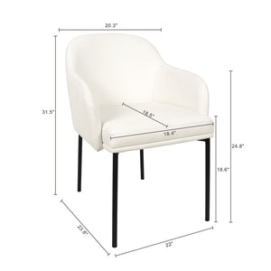 English Elm Armchair Set of 2 Vegan Leather Mid-century Accent Chairs with Tapered Metal Legs Ivory B365P504282