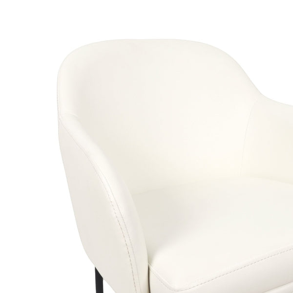 English Elm Armchair Set of 2 Vegan Leather Mid-century Accent Chairs with Tapered Metal Legs Ivory B365P504282