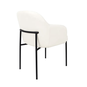 English Elm Armchair Set of 2 Vegan Leather Mid-century Accent Chairs with Tapered Metal Legs Ivory B365P504282