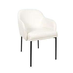 English Elm Armchair Set of 2 Vegan Leather Mid-century Accent Chairs with Tapered Metal Legs Ivory B365P504282