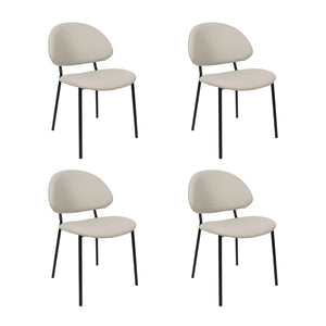 English Elm Side Dining Chair Set of 4 Vegan Leather Curved Back Metal Frame Modern Neutral Stone Gray B365P504283
