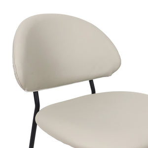 English Elm Side Dining Chair Set of 4 Vegan Leather Curved Back Metal Frame Modern Neutral Stone Gray B365P504283