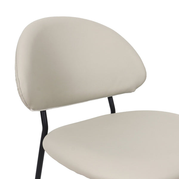 English Elm Side Dining Chair Set of 4 Vegan Leather Curved Back Metal Frame Modern Neutral Stone Gray B365P504283