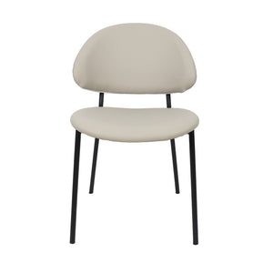 English Elm Side Dining Chair Set of 4 Vegan Leather Curved Back Metal Frame Modern Neutral Stone Gray B365P504283