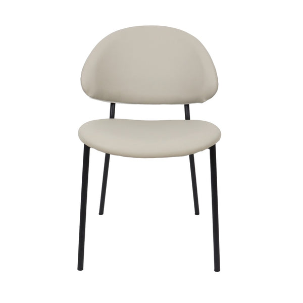 English Elm Side Dining Chair Set of 4 Vegan Leather Curved Back Metal Frame Modern Neutral Stone Gray B365P504283