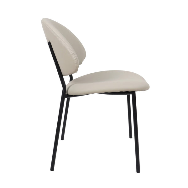 English Elm Side Dining Chair Set of 4 Vegan Leather Curved Back Metal Frame Modern Neutral Stone Gray B365P504283
