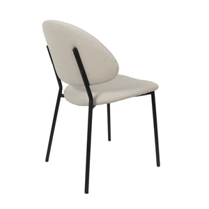 English Elm Side Dining Chair Set of 4 Vegan Leather Curved Back Metal Frame Modern Neutral Stone Gray B365P504283