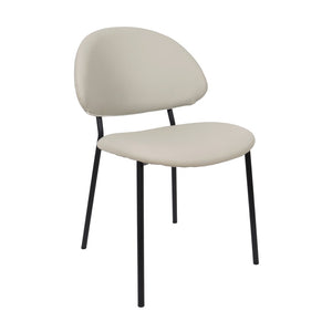 English Elm Side Dining Chair Set of 4 Vegan Leather Curved Back Metal Frame Modern Neutral Stone Gray B365P504283