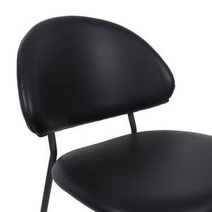 English Elm Side Dining Chair Set of 4 Vegan Leather Curved Back Metal Frame Modern Neutral Black B365P504284