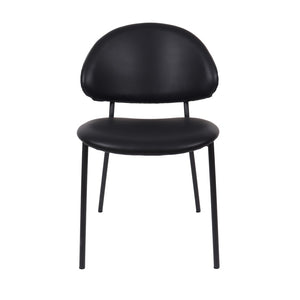 English Elm Side Dining Chair Set of 4 Vegan Leather Curved Back Metal Frame Modern Neutral Black B365P504284