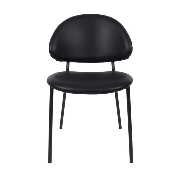 English Elm Side Dining Chair Set of 4 Vegan Leather Curved Back Metal Frame Modern Neutral Black B365P504284