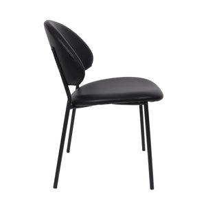 English Elm Side Dining Chair Set of 4 Vegan Leather Curved Back Metal Frame Modern Neutral Black B365P504284