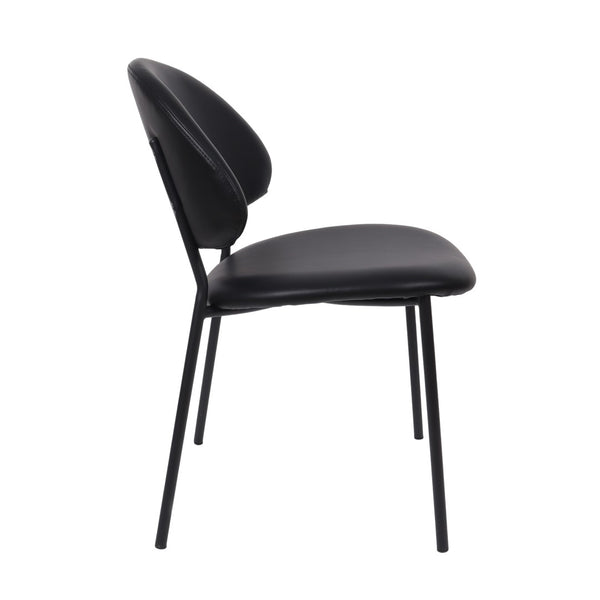 English Elm Side Dining Chair Set of 4 Vegan Leather Curved Back Metal Frame Modern Neutral Black B365P504284