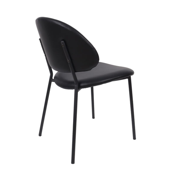 English Elm Side Dining Chair Set of 4 Vegan Leather Curved Back Metal Frame Modern Neutral Black B365P504284