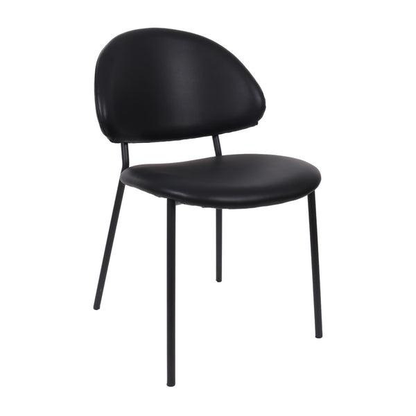 English Elm Side Dining Chair Set of 4 Vegan Leather Curved Back Metal Frame Modern Neutral Black B365P504284