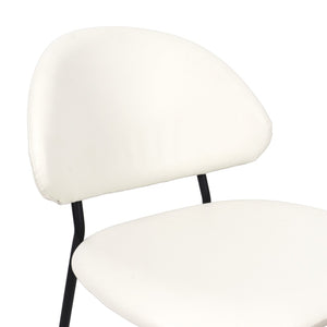 English Elm Side Dining Chair Set of 4 Vegan Leather Curved Back Metal Frame Modern Neutral Ivory B365P504285