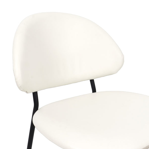 English Elm Side Dining Chair Set of 4 Vegan Leather Curved Back Metal Frame Modern Neutral Ivory B365P504285