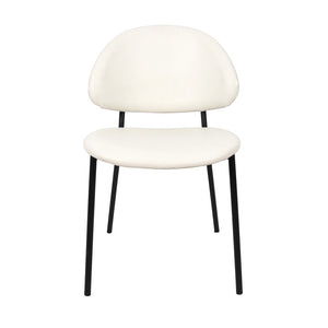 English Elm Side Dining Chair Set of 4 Vegan Leather Curved Back Metal Frame Modern Neutral Ivory B365P504285