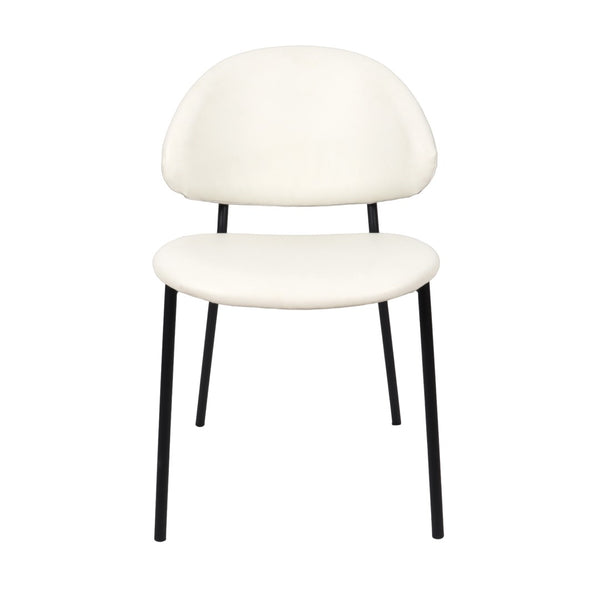 English Elm Side Dining Chair Set of 4 Vegan Leather Curved Back Metal Frame Modern Neutral Ivory B365P504285