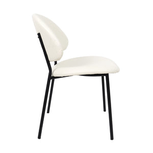 English Elm Side Dining Chair Set of 4 Vegan Leather Curved Back Metal Frame Modern Neutral Ivory B365P504285