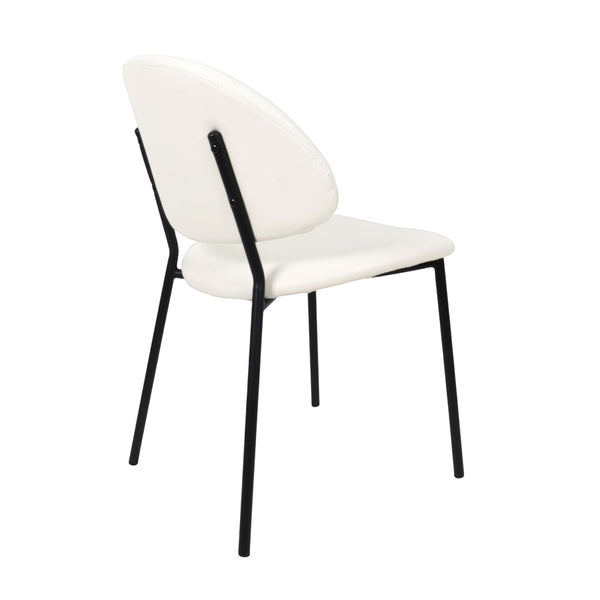 English Elm Side Dining Chair Set of 4 Vegan Leather Curved Back Metal Frame Modern Neutral Ivory B365P504285