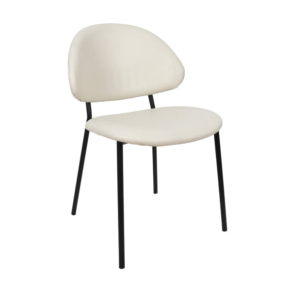 English Elm Side Dining Chair Set of 4 Vegan Leather Curved Back Metal Frame Modern Neutral Ivory B365P504285