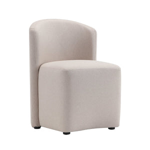 English Elm Side Chair Barrel Silhouette Woven Fabric Upholstered Sculptural Accent for Dining or Reading Beige B365P504286
