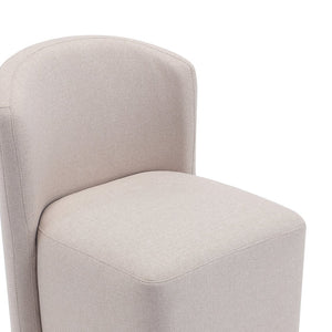 English Elm Side Chair Barrel Silhouette Woven Fabric Upholstered Sculptural Accent for Dining or Reading Beige B365P504286
