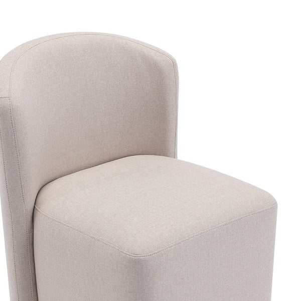 English Elm Side Chair Barrel Silhouette Woven Fabric Upholstered Sculptural Accent for Dining or Reading Beige B365P504286
