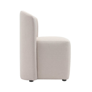 English Elm Side Chair Barrel Silhouette Woven Fabric Upholstered Sculptural Accent for Dining or Reading Beige B365P504286