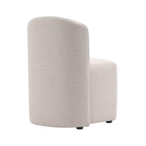 English Elm Side Chair Barrel Silhouette Woven Fabric Upholstered Sculptural Accent for Dining or Reading Beige B365P504286