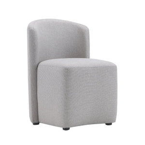 English Elm Side Chair Barrel Silhouette Woven Fabric Upholstered Sculptural Accent for Dining or Reading Light Grey B365P504287