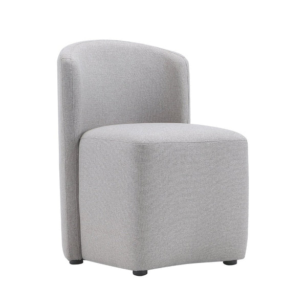 English Elm Side Chair Barrel Silhouette Woven Fabric Upholstered Sculptural Accent for Dining or Reading Light Grey B365P504287