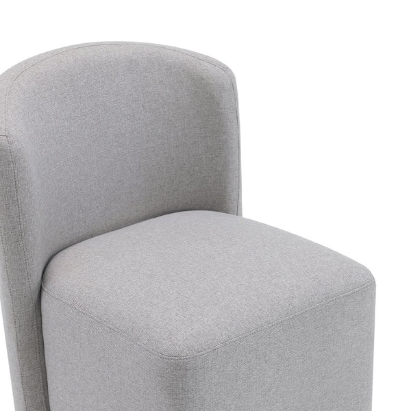 English Elm Side Chair Barrel Silhouette Woven Fabric Upholstered Sculptural Accent for Dining or Reading Light Grey B365P504287
