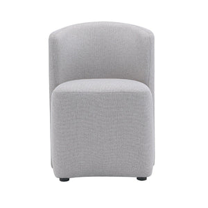 English Elm Side Chair Barrel Silhouette Woven Fabric Upholstered Sculptural Accent for Dining or Reading Light Grey B365P504287