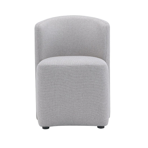 English Elm Side Chair Barrel Silhouette Woven Fabric Upholstered Sculptural Accent for Dining or Reading Light Grey B365P504287