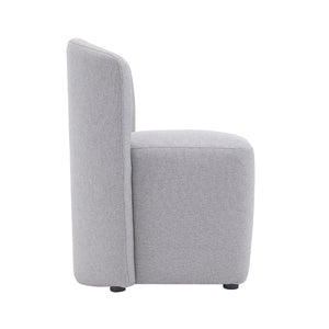 English Elm Side Chair Barrel Silhouette Woven Fabric Upholstered Sculptural Accent for Dining or Reading Light Grey B365P504287
