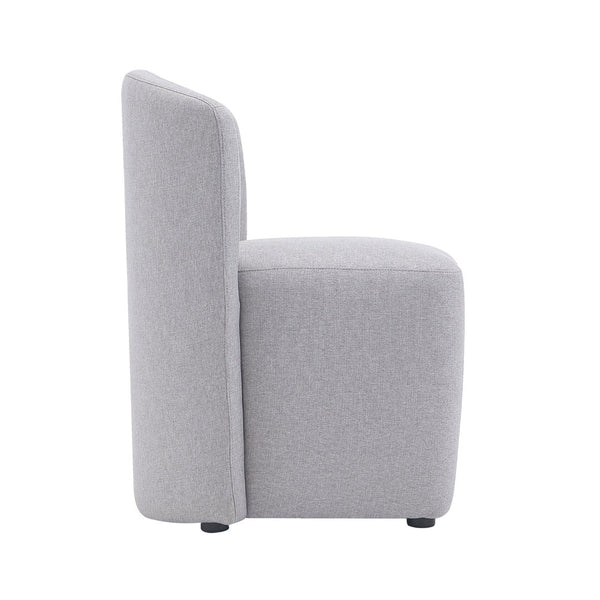 English Elm Side Chair Barrel Silhouette Woven Fabric Upholstered Sculptural Accent for Dining or Reading Light Grey B365P504287