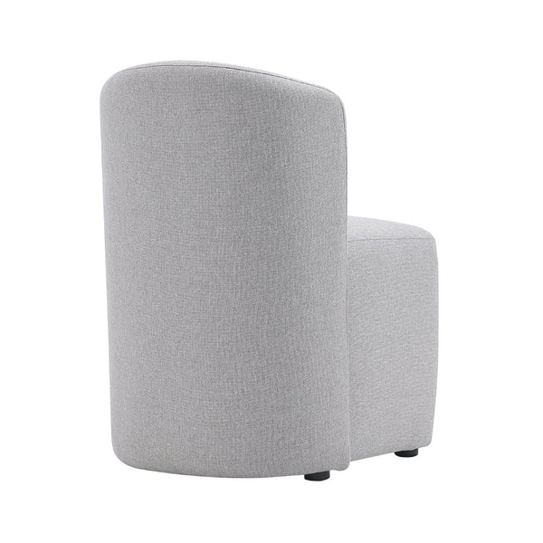 English Elm Side Chair Barrel Silhouette Woven Fabric Upholstered Sculptural Accent for Dining or Reading Light Grey B365P504287