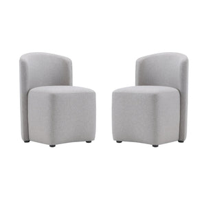 English Elm Side Chair Barrel Silhouette Woven Fabric Upholstered Sculptural Accent for Dining or Reading Light Grey B365P504287