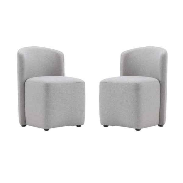 English Elm Side Chair Barrel Silhouette Woven Fabric Upholstered Sculptural Accent for Dining or Reading Light Grey B365P504287