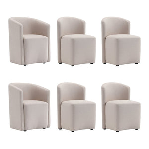 English Elm Armchair Barrel Silhouette Woven Fabric Seat Sculptural Form for Dining or Living Spaces Beige B365P504288