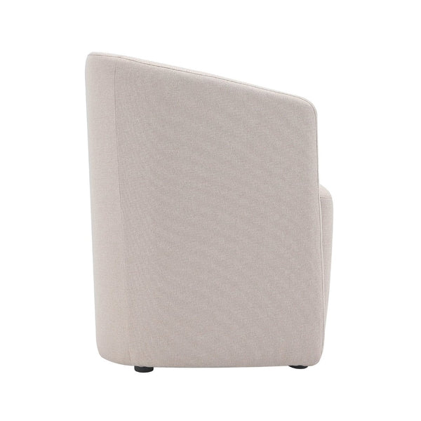 English Elm Armchair Barrel Silhouette Woven Fabric Seat Sculptural Form for Dining or Living Spaces Beige B365P504288