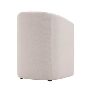 English Elm Armchair Barrel Silhouette Woven Fabric Seat Sculptural Form for Dining or Living Spaces Beige B365P504288