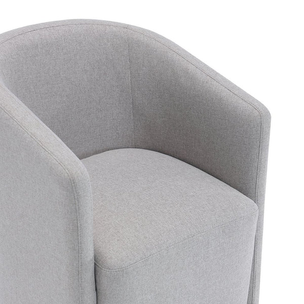 English Elm Armchair Barrel Silhouette Woven Fabric Seat Sculptural Form for Dining or Living Spaces Light Gray B365P504289
