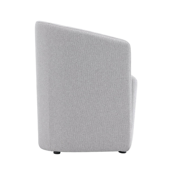 English Elm Armchair Barrel Silhouette Woven Fabric Seat Sculptural Form for Dining or Living Spaces Light Gray B365P504289