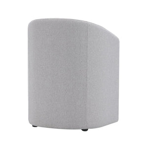 English Elm Armchair Barrel Silhouette Woven Fabric Seat Sculptural Form for Dining or Living Spaces Light Gray B365P504289