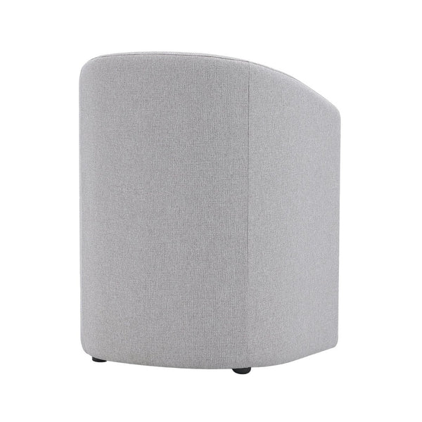 English Elm Armchair Barrel Silhouette Woven Fabric Seat Sculptural Form for Dining or Living Spaces Light Gray B365P504289